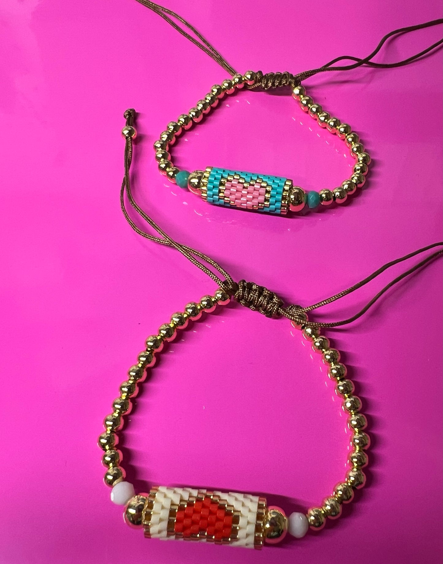 18k beaded heart bracelet